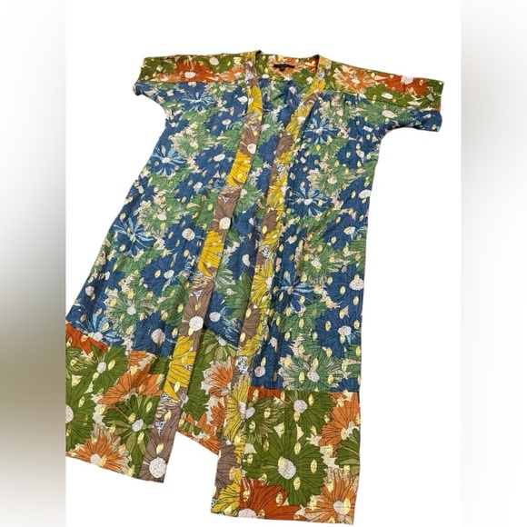 Anthropologie Current Air Floral Shine Duster Kimono in Olive in One Size - Picture 5 of 8